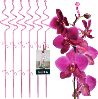 Obrázek produktu pro KOTARBAU® Sada 6 podpěr pro rostliny Pink PVC 58 cm spirálová podpěra pro květiny pomůcka pro šplhání pokojových rostlin podpěra pro květiny zahradní orchideje podpěra pro rostliny dekorativní držák rostlin pokojové rostliny šplhací tyče