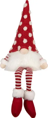 Produktbild von Clayre & Eef Weihnachtsdekoration mit LED-Beleuchtung Zwerg 16x12x32/60 cm Rot Synthetisch