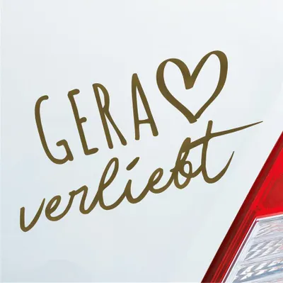 Produktbild von Auto Aufkleber Gera verliebt Herz Stadt Heimat Liebe Car 19x10 cm Gold Sticker Heckscheibenaufkleber