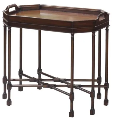 Obrázek produktu pro Casa Padrino konferenční stolek / servírovací stolek tmavě hnědý 66 x 41 x v. 62 cm - mahagonový stolek do obývacího pokoje s odnímatelným podnosem