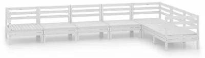 Produktbild von vidaXL 7-tlg. Garten-Lounge-Set Massivholz Kiefer Weiß