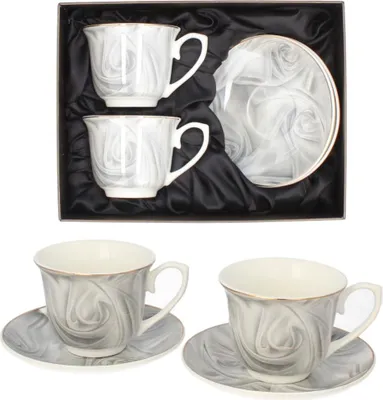 Obrázek produktu pro 2 x šálek a podšálek na kávu 250 ml Porcelánový kávový servis Livello