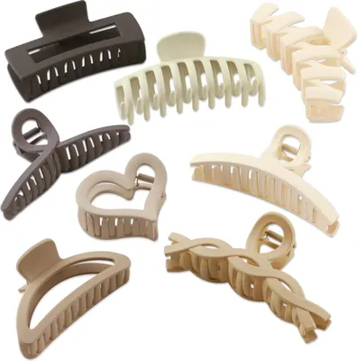 Image de Pinces à cheveux pour femmes et filles, Lot de 8, Grande barrette antidérapante