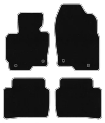 Produktbild von Velours-Fußmatten für Mazda CX-5 I 2012-2017 (SUV) – 4-tlg, Schwarz/Silber, passgenau – Wielganizator CARLUX