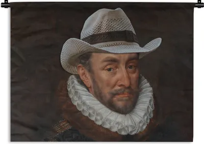 Produktbild von MuchoWow® Wandteppich Wandbehang Wilhelm von Oranien - Adriaen Thomasz - Cowboy 150x112.50 cm Tapisserie Dekoration Wandtuch - Wanddecke - Wandteppiche
