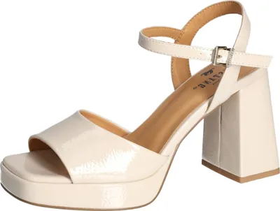 Produktbild von Mustang Damen Sandalette Schnalle Plateau Blockabsatz 1462-801, Größe:40 EU, Farbe:Beige