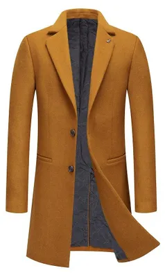 Produktbild von Herrenmantel Trenchcoat Regenmantel - Stehkragen, einreihig mit einem Knopf - Warme Winterjacke - Herren