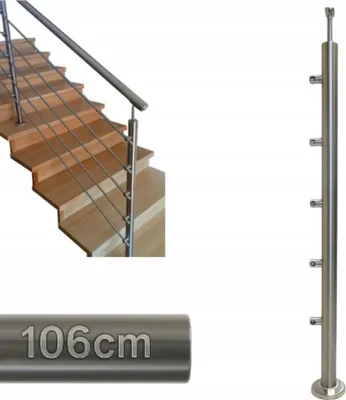 Immagine prodotto di Paletto per ringhiera - Acciaio inox - 106 x 4,24 cm - Destra - 5 maniglie assiali - Regolazione dell'angolo - Interno ed esterno - Ringhiera per scale