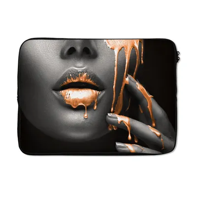 Produktbild von MuchoWow® Laptop Hülle 14 ZollLippen - Orange - Schwarz Laptoptasche - Laptoptasche - Stoßsicher - Schutzhaube