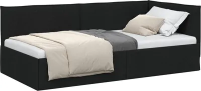 Obrázok produktu pre vidaXL Rohový rám postele s čelom čierny 100 x 200 cm látka