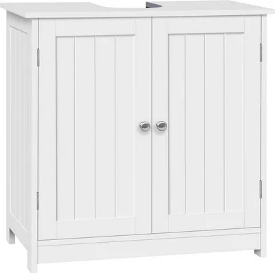 Produktbild von WOLTU Waschbeckenunterschrank, Badunterschrank für Waschbecken ohne Säule, 60x60x30cm : Weiß Farbe: Weiß
