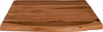 Produktbild von Holzplatte 60x60 cm Louis, Tischplatte aus Akazienholz massiv + nussbaumfarben, Baumkanten-Platte für Heimwerker, geeignet für Arbeitsplatten, Tische & Fensterbretter