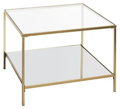 Beistelltisch Metall gold 60x45x60 cm Sicherheitsglas Spiegelglas