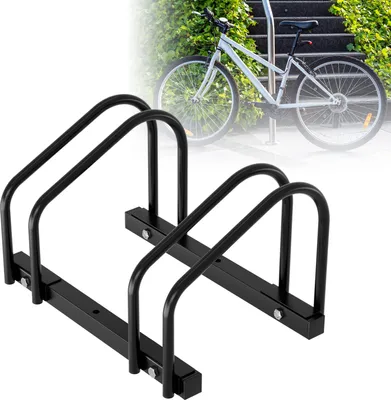 Obrázok produktu pre Stojan na 2 bicykle TolleTour, 41x32x26 cm, z pozinkovanej ocele, stojan na bicykle, možnosť montáže na podlahu/stenu, pre šírku pneumatík 3,5 - 5,5 cm, čierny