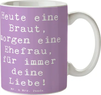 Produktbild von Mr. & Mrs. Panda Kaffeebecher Spruch Braut Liebe - Lavendeltraum - Geschenk, Kaffeetasse, Heiraten, Heirat, Tasse, Hochzeitstag, schöne, Hochzeitsvorbereitung, Geschenke