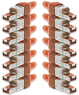 Produktbild von 14x Netzwerkstecker CAT 7 Werkzeuglos RJ45 Netzwerk Metall Stecker Verlegekabel