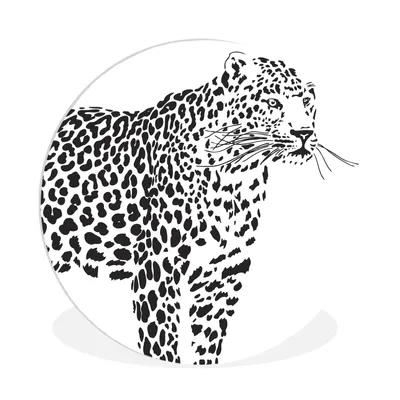 Produktbild von MuchoWow® Rundes Wandbild - Runde Bilder Eine Illustration eines Leoparden Ø 30 cm Kreis Wanddekoration Kunststoff - Wandkreis - Wandschmuck - Schlafzimmer - Bilder - Der Kreis - Kunst für die Wohnung - Plastik - Kunstdruck - Wandbild