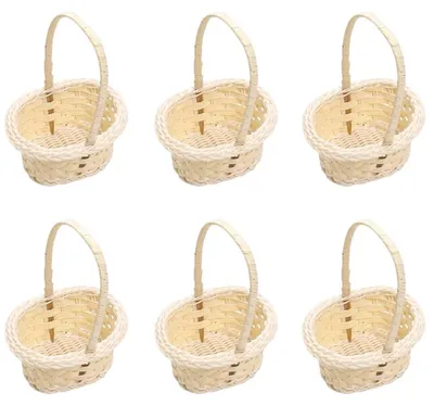 Mini-Blumenkörbe aus Rattan, 6 Stück, oval, rund, Herzform