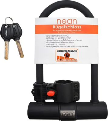 Produktbild von Bügelschloss für Fahrräder, 14 mm - Mit Halterung und 2 Schlüsseln - Schwarz