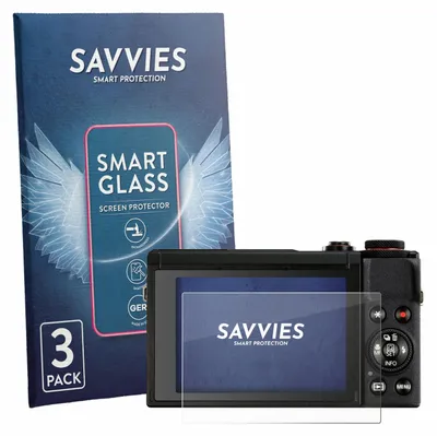 Produktbild von 3x Savvies Schutzglas Folie für Canon PowerShot G7 X Mark III 9H Panzer Schutzfolie Glas Displayschutz klar transparent
