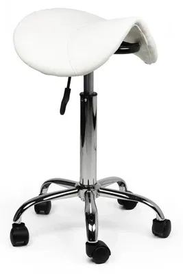 Produktbild von Sattelhocker Weiß auf Rollen - Standard (50-68cm) / ohne Fußstütze / Standardmäßige Räder