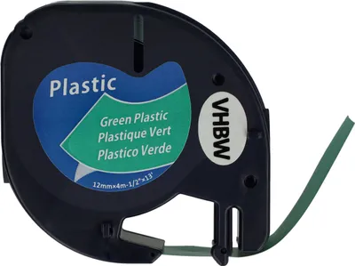 Produktbild von vhbw Schriftband-Kassette Plastik Ersatz für Dymo 91224, S0721640 für Etiketten-Drucker 4m x 12mm Schwarz auf Grün