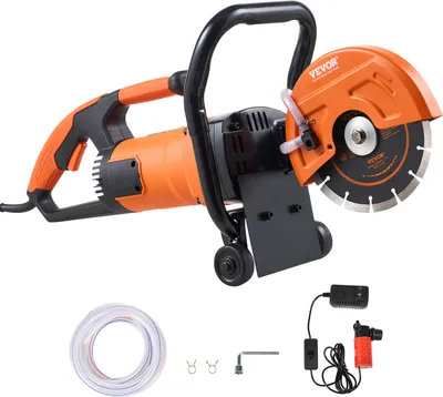 Obrázok produktu pre VEVOR elektrická píla na betón, 180 mm, vysoko výkonná kotúčová píla 2000 W, hĺbka rezu 63 mm, mokro-suchá kotúčová píla s vodovodnou rúrou, vodné čerpadlo, pílový kotúč, na kameň a tehly
