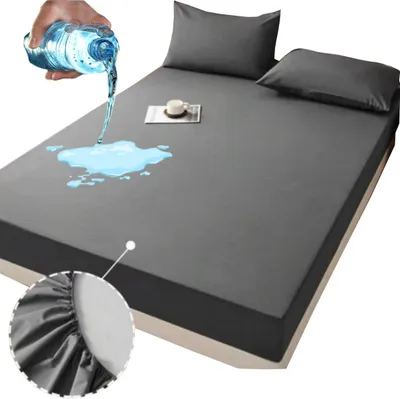 Produktbild von Wasserdichte Bettlaken mit Gummizug 140x200 cm Dunkelgrau