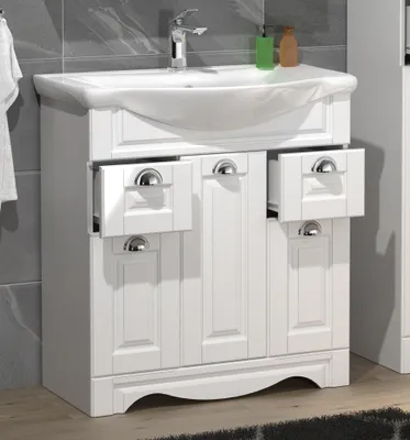 Produktbild von VCM 2-tlg. Waschplatz | Waschtisch Unterschrank 75 cm | Badmöbel Set mit Waschbecken | Landhaus Styl | praktische Schubladen | Komplett Casalo XL