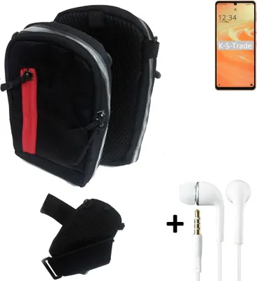 Produktbild von K-S-Trade Outdoor Gürteltasche Holster Umhängetasche + Kopfhörer kompatibel mit Sharp Aquos Sense6 schwarz Handy Tasche Case travelbag Schutzhülle