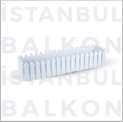 Image de Bloembak Istanbul 14L en blanc pour rebord de fenêtre et balcon 80x20 cm avec drainage, bac rectangulaire pour herbes aromatiques et plantes
