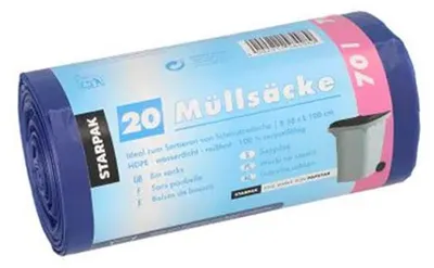 Obrázok produktu pre STARPAK 90458 STARPAK Vrecia do odpadkových košov z HDPE, 70 litrov, modré