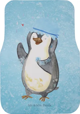 Produktbild von Mr. & Mrs. Panda Automatte Pinguin Duschen - Eisblau - Geschenk, Pinguine, Auto Teppich, Lebensmotto, Duschkonzert, Fußmatte, Motivation, Singen, Fürs, Auto-Fußmatte