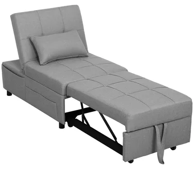 Produktbild von HOMCOM 4-in-1 Schlafsessel mit Bettfunktion, ausziehbares Schlafsofa, Hellgrau