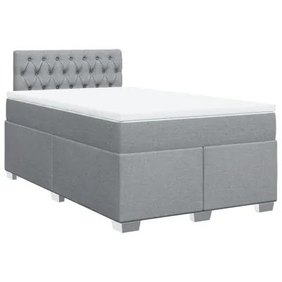 Produktbild von Boxspringbett mit Matratze Hellgrau 120x190 cm Stoff