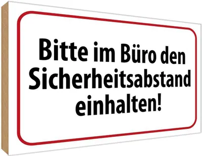 Produktbild von vianmo Holzschild 30x40 cm im Büro Sicherheitsabstand Warnschild Hinweisschild