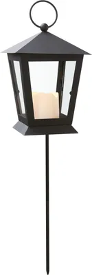 Produktbild von Grablaterne ,Serene mit LED-Kerze, Batterie und Timer, schwarzes Metall, 40cm