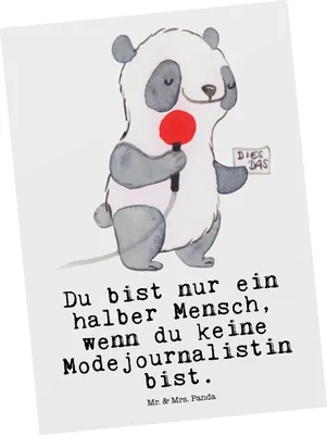 Produktbild von Mr. & Mrs. Panda Postkarte Modejournalistin Herz - Weiß - Geschenk, Ausbildung, Lustig, Fotokarte, Ansichtskarte, spruchkarte, Studium, Grußkarte, Spruch, Redakteurin