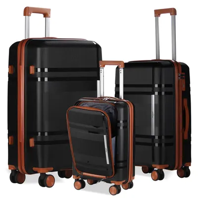 Produktbild von HOMELUX Hartschalen-Koffer Trolley Rollkoffer Reisekoffer Handgepäck 4 Rollen (M-L-XL-Set)  6939 Schwarz