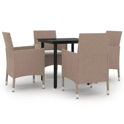 Produktbild von vidaXL 5-tlg. Garten-Essgruppe mit Auflagen Poly Rattan und Schwarz