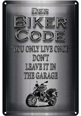 Produktbild von Blechschild Motorrad 20x30cm Biker Code you only live once
