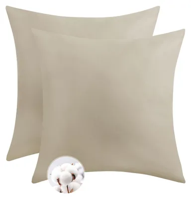 Productafbeelding van Kussensloop, 80 x 80 cm, katoen, 2 stuks – Zachte kussensloop, 80 x 80 cm, khaki kleur, met rits. Kussensloop, 80 x 80 cm