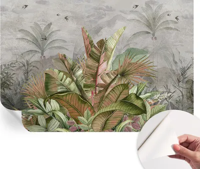 Produktbild von Selbstklebende Wandtapete - Dekorative Tapete für Wohnzimmer - Klebefolie für Wandbilder - Tapetenfolie für Wanddekoration - 152x104 cm - Exotischer Dschungel