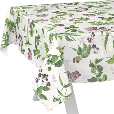 Produktbild von Tischdecke wasserabweisend abwaschbar Grün 2000x140cm Landhaus Feldblumen Wachstuch Gartentischdecke