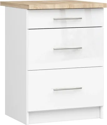 Obrázek produktu pro Kuchyňská skříňka se šuplíky 60 cm VERMINA - bílá / bílá lesklá