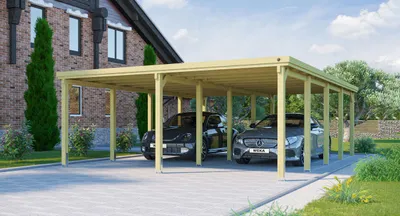 Produktbild von Doppelcarport weka 618 Gr. 3 PVC-Dach 576 x 784 cm kesseldruckimprägniert