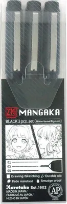 Produktbild von KURETAKE Mangaka Black Fineliner 3 Stk.