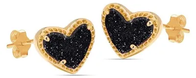 Immagine prodotto di Orecchini pendenti "Cuore Dorato" da donna, con dettagli scintillanti effetto notte, in argento sterling 925, modello BIPE050