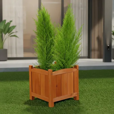 Produktbild von Pflanzkasten Holz 30 cm rechteckig Blumenkübel rustikal Übertopf