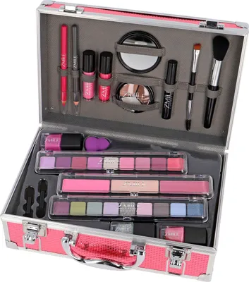 Produktbild von Zmile Cosmetics, Merry Berry Kosmetikset mit Make-up, Aluminium Koffer, Pink, 25x16x9 cm, vegan, 38 Teile, Originalgrößen, hochwertig